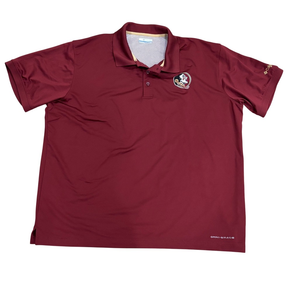 Columbia‎ PFG Mens Florida State Seminoles Polo Shirt XL Maroon FSU Omni-Shade